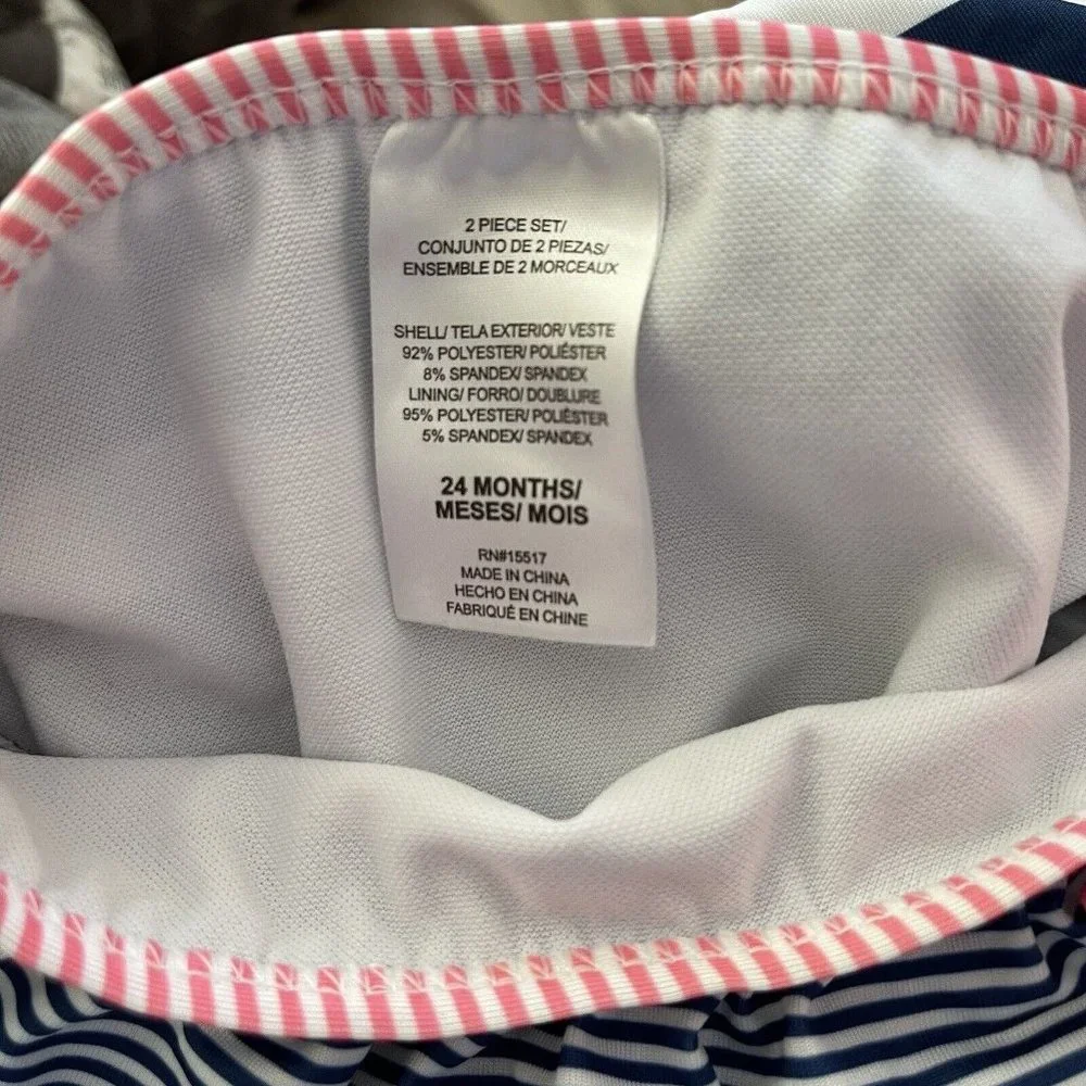 Penelope Mack Bikini Girls Size 24 Months Baby Toddler‎ Striped Bow Blue Pink
